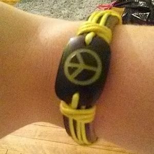 Yellow hippie peace bracelet
